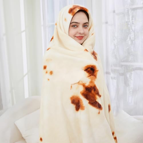 Admitrack 47in Beige Burrito Blanket - Soft Flannel Throw Gift