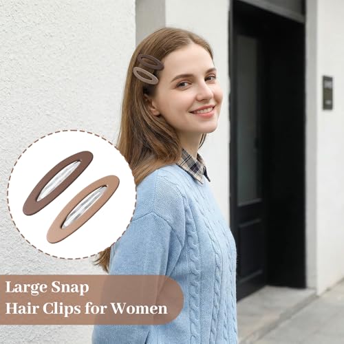 Dopenspi Large Snap Hair Clips Set, 6 Pack Matte Oval Hair Barrettes