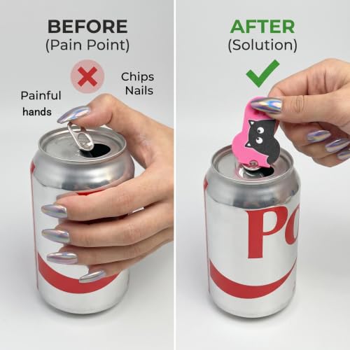 Ergonomic Soda Can Opener & Reusable Cover – Cute Cat & Ghost Designs