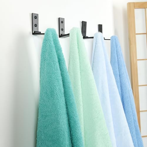 Aynoo 2 Pack Folding Heavy Duty Wall Coat Hooks - Black, Includes Hardware