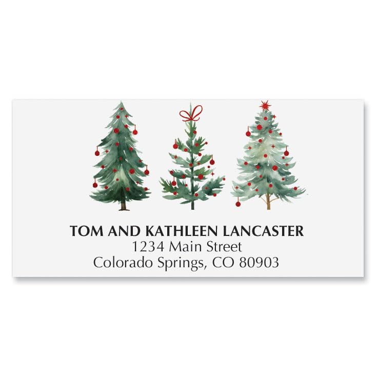 Christmas Forest Deluxe Personalized Address Labels - Set of 48, Self-Adhesive, 1x2.25 Inches, Holiday Stationery - Forest Variation
