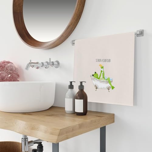Beige Cute Frog Hand Towels - 16x24 Microfiber Kitchen & Bath Decor