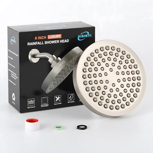 6-Inch High Pressure Rain Shower Head with Brushed Nickel Finish