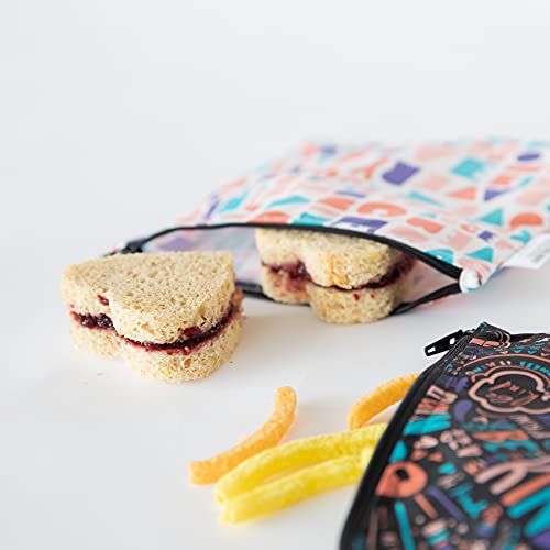Bumkins Reusable Sandwich & Snack Bags - Large 2-Pack, Waterproof Fabric