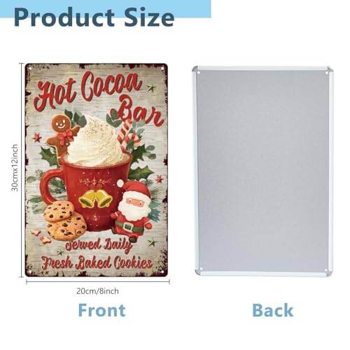 Hot Cocoa Bar Tin Sign - Vintage Metal Wall Art for Home & Cafe