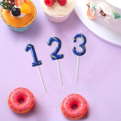 Blue Golden Numeral Birthday Cake Candle 2, Cupcake Decor