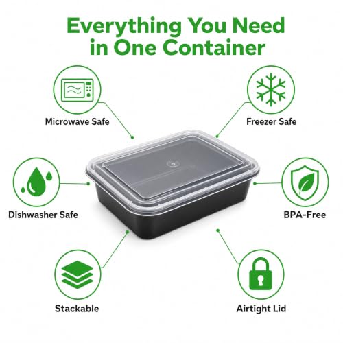 12 oz Food Storage Containers with Lids - 10 Pack Meal Prep