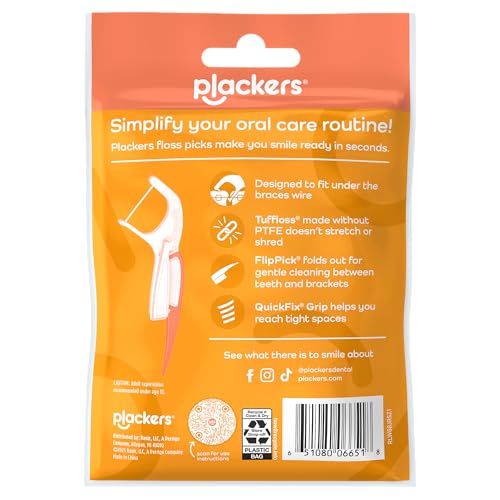 Plackers OrthoPick Dental Floss Picks for Braces, 36 Count