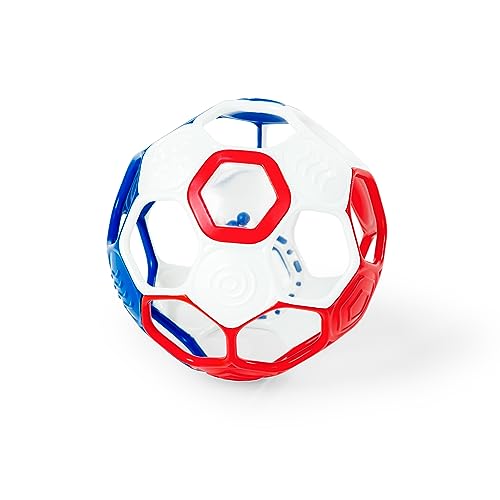 Bright Starts Oball Grippin' Goals Rattle Soccer Ball - Easy Grasp Toy for Babies