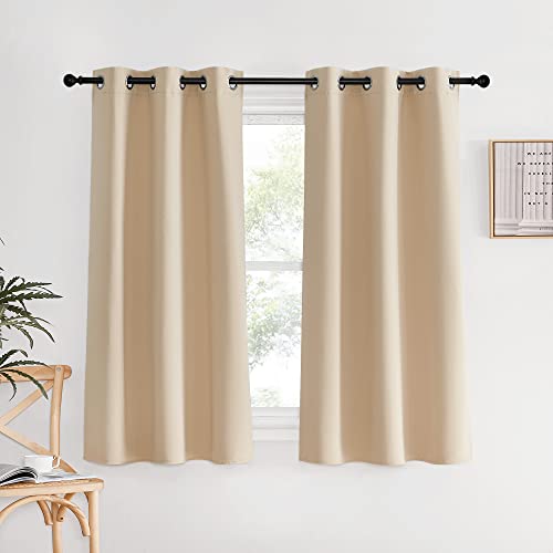 NICETOWN Blackout Curtains - Biscotti Beige, 34" x 60", Set of 2 Grommet Drapes