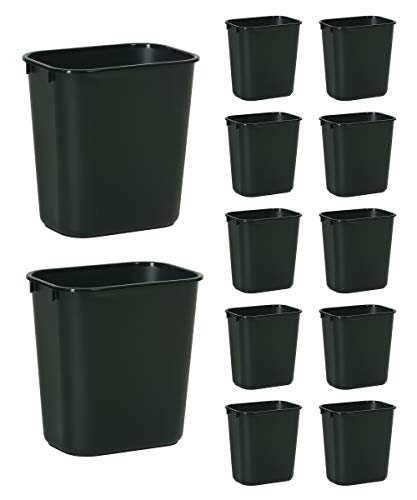 Rubbermaid Deskside Wastebasket, 3.25-Gallon Black Trash Can (12-Pack)