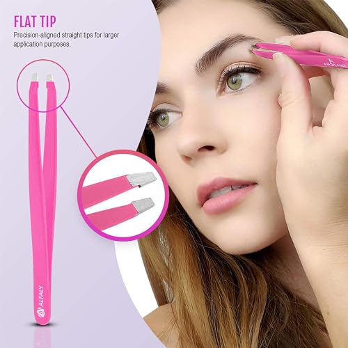 Alfaly 5-Piece Stainless Steel Professional Tweezer Set with Storage Case