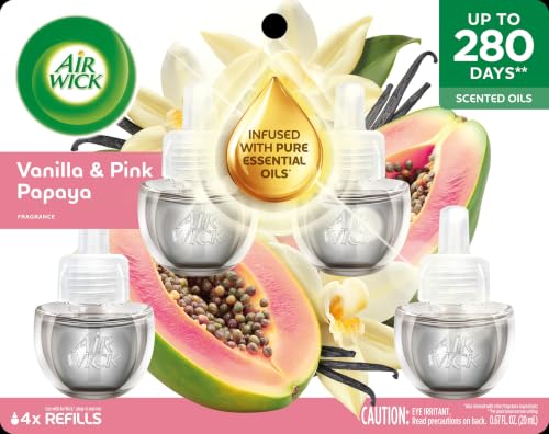 Air Wick Plug-In Scented Oil Refills Vanilla & Pink Papaya 4 Pack 0.67 fl oz