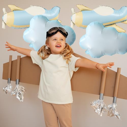 8 Pack Cloud and Airplane Foil Balloons for Party Decor
