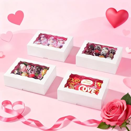 50 Pack White Bakery Boxes with Window for Pastries & Treats - Variation of 50 / White