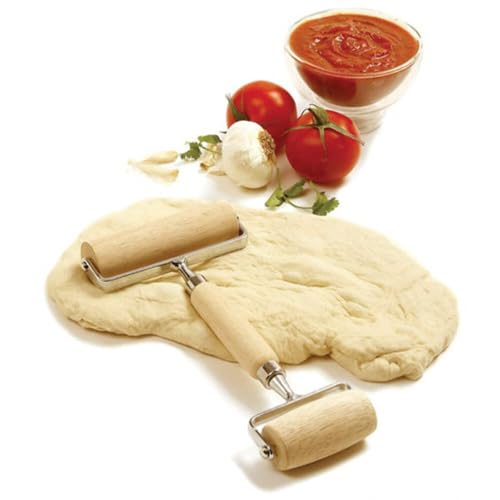 Norpro 4.25 Inch Wood Pastry and Pizza Roller - Dual-Sided Design