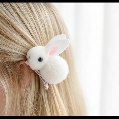 Jowxsx 4Pcs Plush Bunny Hair Claw Clips for Thin Hair