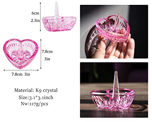 Pink K9 Crystal Heart Ring Holder Dish for Jewelry Organization