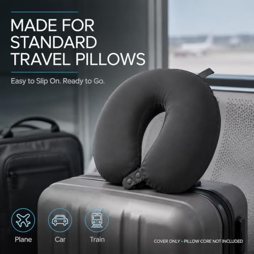 Grey Ice Silk Neck Pillow Cover - Cooling U-Shaped Travel Accessory