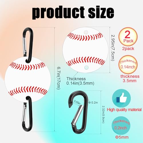 2 Pack Baseball Bag Fence Hooks ? Thick Fence Clips with Writable Acrylic Plates ? Dugout Organizer for Baseball Gear, Backpacks, Helmets, Bottles, Great Gift for Players & Friends