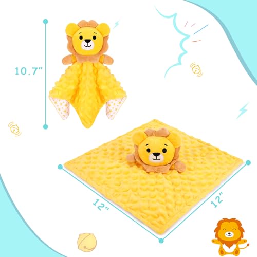 Yellow Lion Baby Security Blanket Lovey | Soft Plush Toy for Infants