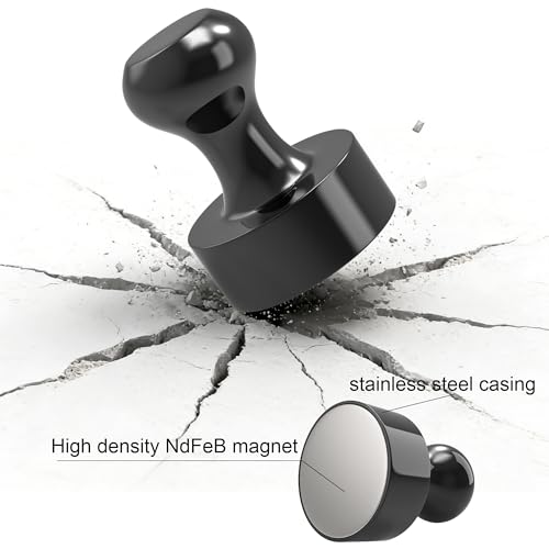 Tiergrade Black Push Pin Magnets - 20 Pack Multi-Use for Fridge & Whiteboard