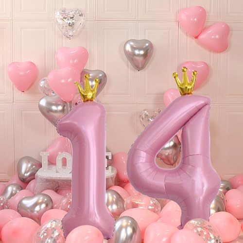 40 Inch Number 10 Pink Crown Foil Balloon Set for 10th Birthday