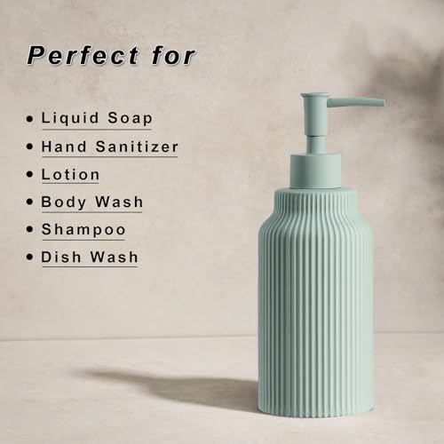 Green Ceramic Soap Dispenser - 14oz Soft Touch Lotion Pump