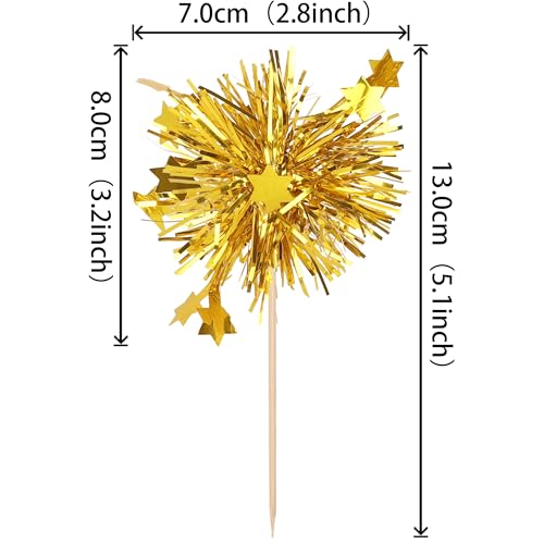 30 Pack Gold Foil Frill Cupcake Toppers for Birthday Parties