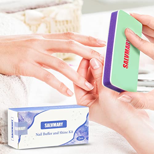 SALVMARY Nail Shine Buffer Block 2-Pack - 400/3000 Grit Nail Polisher