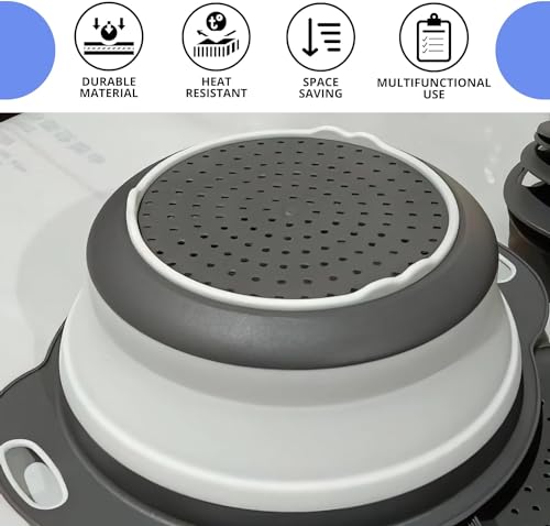 White Silicone Collapsible Colander - 1PC Small Kitchen Strainer