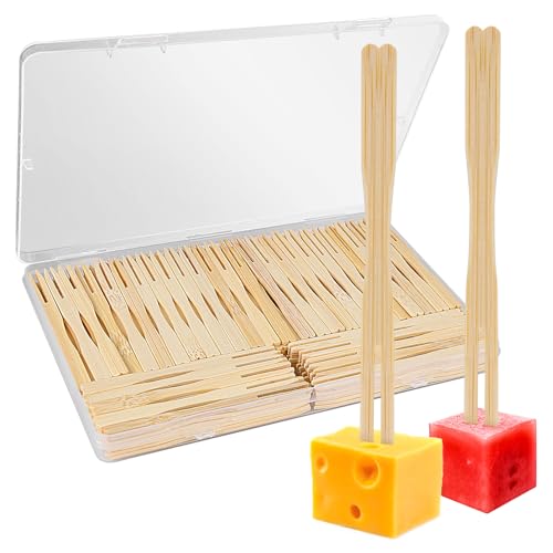 CREASOL 200PCS Bamboo Forks - Eco-Friendly Disposable Mini Forks for Parties & Catering