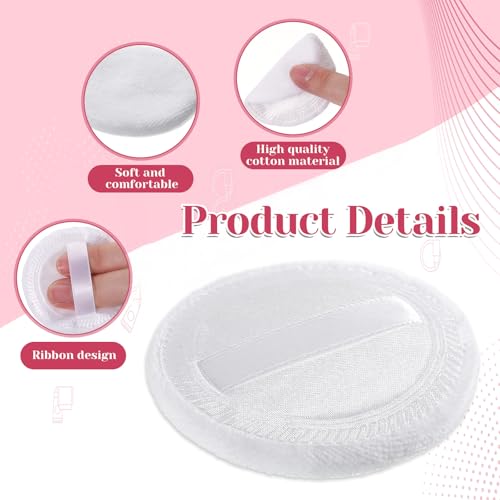 12 PCS Cotton Makeup Powder Puffs Washable Round Face Sponge Cushion with Ribbon