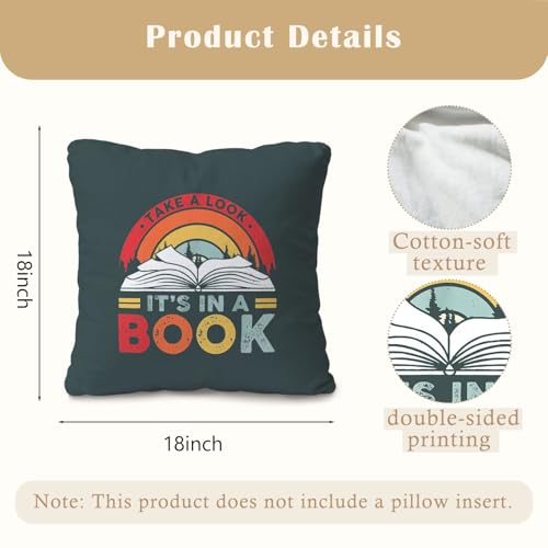 Book Lover Gifts Reversible Rainbow Throw Pillow Cover 18x18 Inches