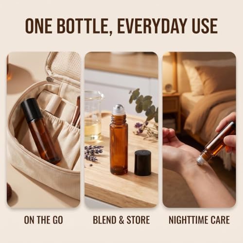 30ml Brown Glass Essential Oil Roller Bottles 2 Pcs Refillable