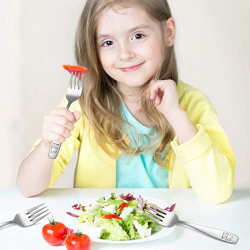 Pimoys Toddler Stainless Steel Forks 9-Pack - Safe Kids Silverware with Bear Design