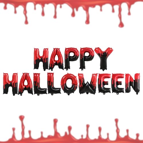 Happy Halloween Foil Letter Balloon Banner Set in Black and Red