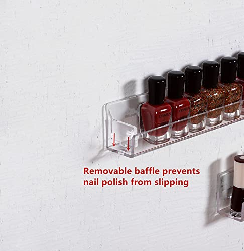 LikeU Clear Acrylic Nail Polish Wall Rack - 2 Pack Floating Shelves