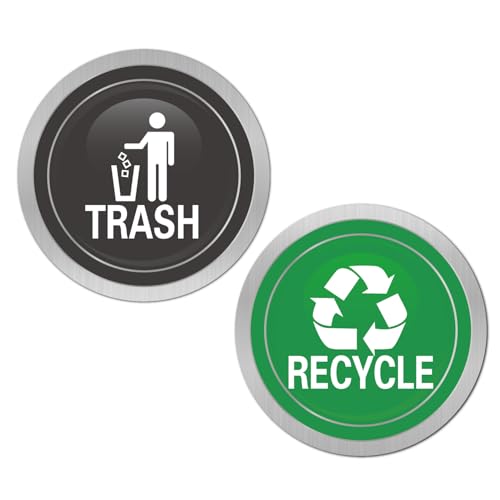 Round Recycle and Trash Magnets for Kitchen Bins