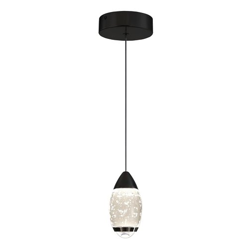 WOSOHYUN Modern Black Chandelier Pendant Light, 1-Light Single Head Crystal Ceiling Light Fixture for Dining Room, Kitchen Island, Bedroom, Entryway Lighting