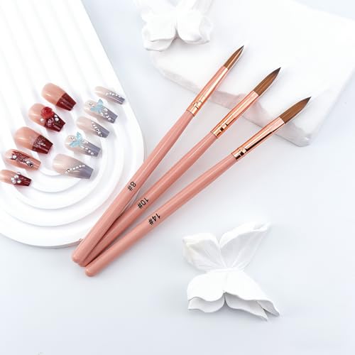 BlingKingdom Acrylic Nail Brush Set - Sizes 8, 10, 14 Nail Art Pens
