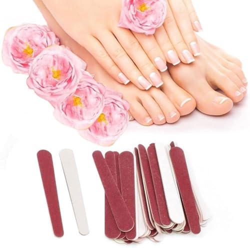 Zhuluck 50Pcs Red Mini Nail Files Disposable Double Sided Emery Boards