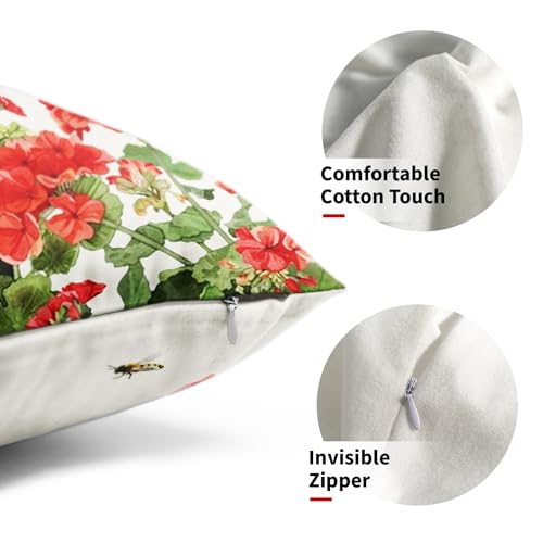 Sphragiyn Geranium Watercolor Throw Pillow Covers 12x20 Inch, Set of 2