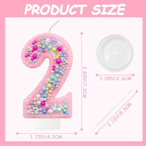 Pink Glitter Number 21 Birthday Candle - Colorful Cake Topper