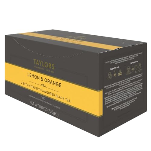 Taylors of Harrogate Lemon & Orange Black Tea Bags, 100 Individually Wrapped