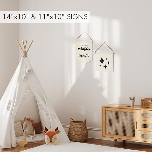 KIBAGA Nursery Wall Decor Signs Set - Inspiring Canvas Banners for Kids