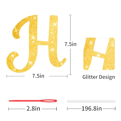 Glitter Gold Happy Birthday Banner Garland for Party Decor