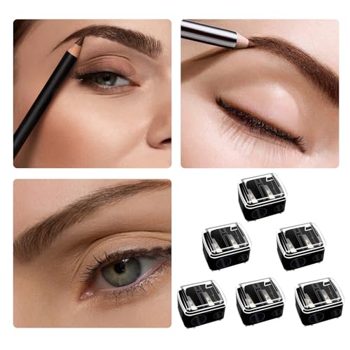 Bilkeru 6 Pcs Dual-Hole Makeup Pencil Sharpener for Eyebrow & Eyeliner