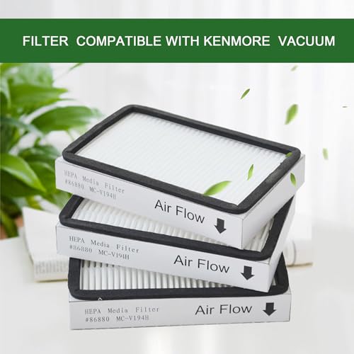 EZ SPARES 3-Pack HEPA Vacuum Filter Replacement for Kenmore & Panasonic EF-2, MC-V194H