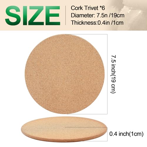 NIJIALGEXPY Cork Trivet Set - 4 Pack, 7.5 Inch Heat Resistant Hot Pads